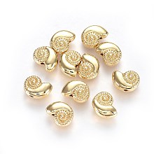 Honeyhandy Alloy Beads, Ocean Theme, Lead Free & Nickel Free & Cadmium Free, Shell, Real 14K Gold Plated, 8x11x4.5mm, Hole: 1.5mm