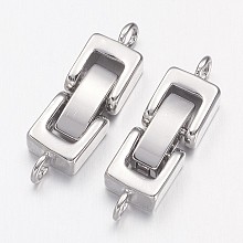 Honeyhandy Platinum Brass Fold Over Clasps, Cadmium Free & Nickel Free & Lead Free, 24x7x4mm, Hole: 1mm