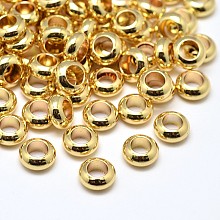 Honeyhandy Brass Flat Round Spacer Beads, Golden, 7x3mm, Hole: 3.5mm