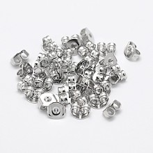 Honeyhandy Brass Ear Nuts, Friction Earring Backs for Stud Earrings, Cadmium Free & Nickel Free & Lead Free, Platinum, 5x5x3mm, Hole: 1mm