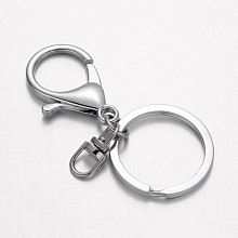 Honeyhandy Alloy Split Key Rings, Keychain Clasp Findings, Platinum, 66mm