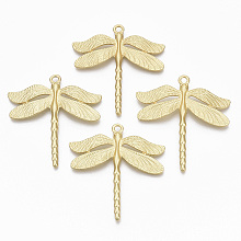 Honeyhandy Alloy Big Pendants, Matte Style, Cadmium Free & Nickel Free & Lead Free, Dragonfly, Real 14K Gold Plated, 53.5x50x3mm, Hole: 3mm