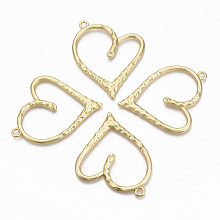 Honeyhandy Alloy Big Pendants, Matte Style, Cadmium Free & Nickel Free & Lead Free, Heart, Real 14K Gold Plated, 57x47x3.5mm, Hole: 3mm