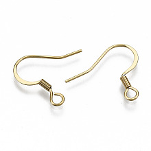 Honeyhandy 304 Stainless Steel French Earring Hooks, Flat Earring Hooks, Ear Wire, with Horizontal Loop, Cadmium Free & Nickel Free & Lead Free, Real 18K Gold Plated, 17~19x18.5mm, Hole: 2mm, Pin: 0.7mm