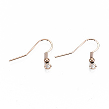 Honeyhandy 304 Stainless Steel French Earring Hooks, Flat Earring Hooks, Ear Wire, with Horizontal Loop, Cadmium Free & Nickel Free & Lead Free, Rose Gold, 18~20x21mm, Hole: 2.5mm, Pin: 0.7mm