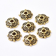 ARRICRAFT 4-Petal Tibetan Style Alloy Flower Bead Caps, Cadmium Free & Nickel Free & Lead Free, Antique Golden, 8x8x2mm, Hole: 2mm, about 90pcs/20g