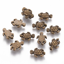 Honeyhandy Tibetan Style Alloy Beads, Tortoise, Cadmium Free & Nickel Free & Lead Free, Antique Bronze, 12.5x9x4mm, Hole: 1mm