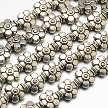 Honeyhandy Tibetan Style Flower Alloy Bead Strands, Lead Free & Cadmium Free & Nickel Free, Antique Silver, 9x8x5mm, Hole: 1.5mm, about 23pcs/strand, 8 inch