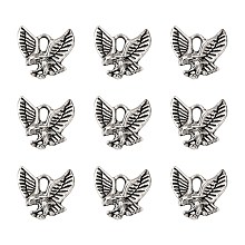 Honeyhandy Tibetan Style Alloy Pendants, Cadmium Free & Nickel Free & Lead Free, Eagle/Hawk Charm Antique Silver, 13x13x2mm, Hole: 2mm