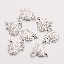 Honeyhandy Hedgehog Alloy Pendants, Tibetan Style Charms,  Cadmium Free & Nickel Free & Lead Free, Platinum, 12x13x2mm, Hole: 2mm