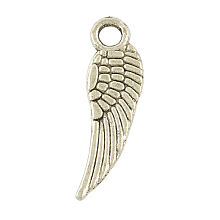 Honeyhandy Tibetan Style Alloy Wing Pendants, Lead Free & Cadmium Free & Nickel Free, Antique Silver, 17x5x1mm, Hole: 2mm