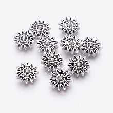 Honeyhandy Tibetan Style Alloy Sun Beads, Cadmium Free & Nickel Free & Lead Free, Antique Silver, 17x6mm, Hole: 2mm