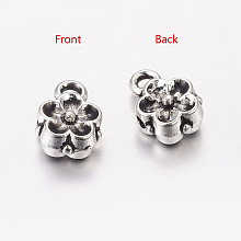 Honeyhandy Tibetan Style Flower Tube Bails, Loop Bails, Alloy Bail Beads, Cadmium Free & Nickel Free & Lead Free, Antique Silver, 8x6x4mm, Hole: 1mm