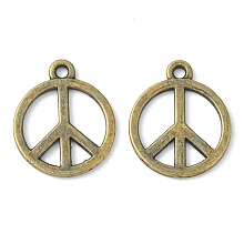 Honeyhandy Tibetan Style Alloy Pendants, Peace Sign, Cadmium Free & Nickel Free & Lead Free, Antique Bronze, 18x1mm, Hole: 2mm