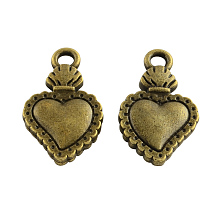 Honeyhandy Tibetan Style Alloy Pendants, Cadmium Free & Nickel Free & Lead Free, Sacred Heart, Antique Bronze, 21x12x3.5mm, Hole: 2.5mm