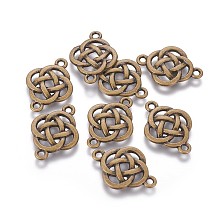 Honeyhandy Flower Knot Tibetan Style Alloy Links connectors, Cadmium Free & Nickel Free & Lead Free, Antique Bronze, 25x18x2mm, Hole: 2mm