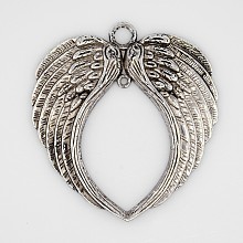 Honeyhandy Tibetan Style Alloy Wing Large Pendants, Cadmium Free & Nickel Free & Lead Free, Antique Silver, 73x69x4mm, Hole: 2~6mm