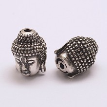 Honeyhandy Brass Micro Pave Grade AAA Cubic Zirconia Beads, Long-Lasting Plated, Cadmium Free & Nickel Free & Lead Free, Buddha, 925 Thai Sterling Silver Plated, 13x10x10mm, Hole: 2mm