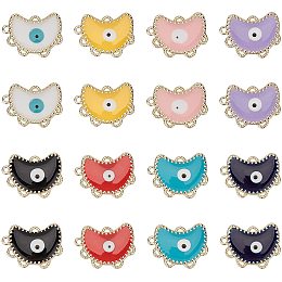 SUPERFINDINGS About 16Pcs 1.06x0.79x0.1Inch Moon Style Evil Eye Alloy Pendants 8 Colors Evil Eye Connectors Charms Pendants Alloy Enamel Pendants Charms for Earring Bracelet Necklace,Hole: 1.8mm