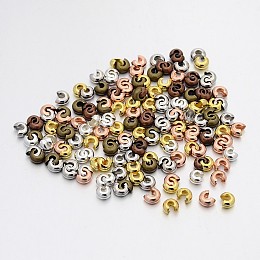 Honeyhandy Mixed Style Iron Crimp Beads Covers, Cadmium Free & Nickel Free & Lead Free, Mixed Color, 4mm In Diameter, Hole: 1.5~1.8mm