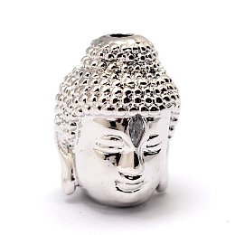 Honeyhandy Brass Beads, Micro Pave Grade AAA Cubic Zirconia, Buddha Head, Cadmium Free & Nickel Free & Lead Free, Platinum, 14x10x11mm, Hole: 2mm