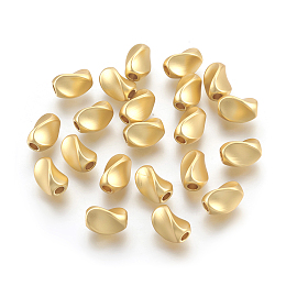 Honeyhandy Brass Beads, Long-Lasting Plated, Lead Free & Cadmium Free & Nickel Free, Twist, Oval, Matte Style, Real 18K Gold Plated, 8x5x5mm, Hole: 2mm