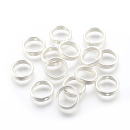 Honeyhandy Brass Bead Frames, Long-Lasting Plated, Lead Free & Cadmium Free & Nickel Free, Ring, Matte Style, 925 Sterling Silver Plated, 12x3mm, Hole: 1.4mm, Inner Diameter: 10mm