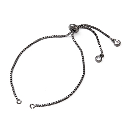 Honeyhandy Brass Chain Bracelet Making, with Cubic Zirconia, Slider Bracelets Making, Cadmium Free & Nickel Free & Lead Free, Gunmetal, 4-3/8 inch~4-3/4 inch(110~120mm), 1mm, Hole: 1.5mm