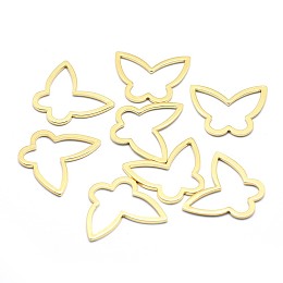 Honeyhandy Brass Linking Rings, Cadmium Free & Nickel Free & Lead Free, Butterfly, Real 18K Gold Plated, 17x20.5x1mm