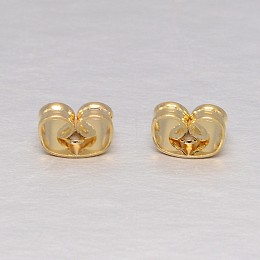 Honeyhandy Real 18K Gold Plated Brass Ear Nuts, Friction Earring Backs for Stud Earrings, Lead Free & Cadmium Free & Nickel Free, 6x4.5x3mm, Hole: 0.8mm
