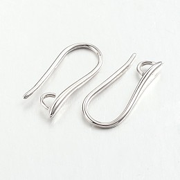 Honeyhandy Brass Earring Hooks for Earring Designs, Ear Wire, with Horizontal Loop, Cadmium Free & Nickel Free & Lead Free, Platinum, 20.5x8.5x2.5mm, Hole: 2mm, Pin: 1mm