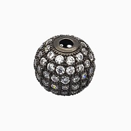 NBEADS 10PCS 8mm Gunmetal CZ Brass Micro Pave Beads Clear Gemstones Cubic Zirconia Round Beads Bracelet Connector Charms Beads for Jewelry Making