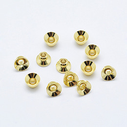 Honeyhandy Brass Bead Caps, Real 18K Gold Plated, Cadmium Free & Nickel Free & Lead Free, Golden, 5x3mm, Hole: 1.5mm