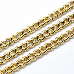 Honeyhandy Eco-Friendly Brass Cuban Link Chains, Curb Chains, Unwelded, Lead Free & Cadmium Free & Nickel Free, Real 18K Gold Plated, 9.5x7x3.5mm