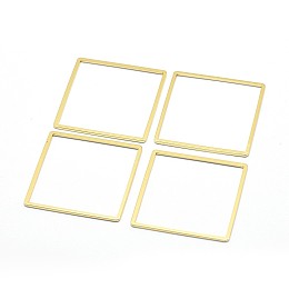 Honeyhandy Brass Linking Rings, Lead Free & Cadmium Free & Nickel Free, Square, Real 18K Gold Plated, 35x35x1mm