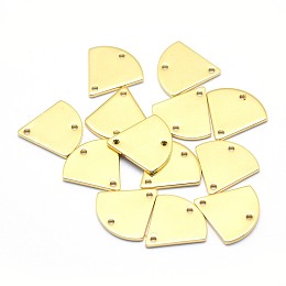 Honeyhandy Brass Links, Lead Free & Cadmium Free & Nickel Free, Triangle, Real 18K Gold Plated, 12.5x13x1mm, Hole: 1mm