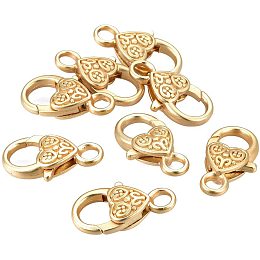 CHGCRAFT About 50pcs Tibetan Style Clasp Alloy Lobster Claw Clasps Heart Shaped Findings Real Gold Plated Clasps Matte Gold Color Lobster Claw Clasp for DIY Jewelry Making 25.5x14x6mm