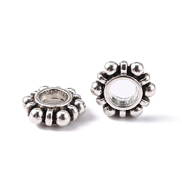 Honeyhandy Alloy Beads Spacers, Cadmium Free & Nickel Free & Lead Free, Flower, Antique Silver, 11x4mm, Hole: 5mm