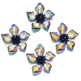 Honeyhandy Rainbow Color Alloy Big Pendants, Cadmium Free & Nickel Free & Lead Free, Flower, 54x51x10.5mm, Hole: 2.5mm