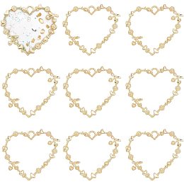 Pandahall Elite 30pcs Gold Heart Charms, Alloy Heart Flower Charms Open Bezel Resin Pendants for Wedding Birthday Valentine Mother's Day, Necklace Earring Jewelry Making, 35x41mm