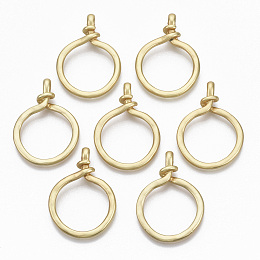 Honeyhandy Alloy Pendants, Matte Style, Cadmium Free & Nickel Free & Lead Free, Ring, Real 14K Gold Plated, 42.5x30.5x7mm, Hole: 2.5mm