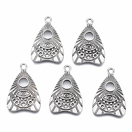 Honeyhandy Tibetan Style Alloy Pendants, Cadmium Free & Nickel Free & Lead Free, Talking Board Planchette Charm with All Seeing Eye, Thai Sterling Silver Plated, 24.5x16x2mm, Hole: 2mm
