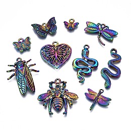 ARRICRAFT Alloy Pendants, Cadmium Free & Nickel Free & Lead Free, Insect, Multi-color, 11x13x2mm, Hole: 1.8mm, 10pcs/set