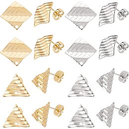 UNICRAFTALE 20 Pairs 2 Style 2 Colors Stud Earring Findings 304 Stainless Steel Textured Triangle Earring Posts Rhombus Studs Earring Pins Earring Components for Women Dangle Earring Making