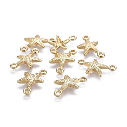 Honeyhandy Alloy Links connectors, Ocean Theme, Lead Free & Nickel Free & Cadmium Free, Starfish/Sea Stars, Real 14K Gold Plated, 11.5x19.5x2mm, Hole: 1.5mm