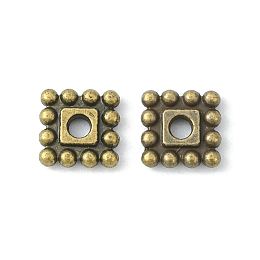 Honeyhandy Tibetan Style Spacer Beads, Cadmium Free & Nickel Free & Lead Free, Square, Antique Bronze, 7x7x2mm, Hole: 2mm