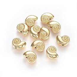 Honeyhandy Alloy Beads, Ocean Theme, Lead Free & Nickel Free & Cadmium Free, Shell, Real 14K Gold Plated, 8x11x4.5mm, Hole: 1.5mm