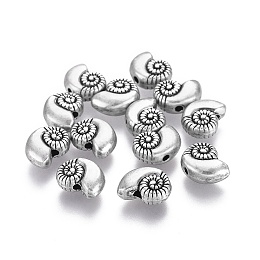 Tibetan Style Alloy Beads, Ocean Theme, Lead Free & Nickel Free & Cadmium Free, Shell, Thai Sterling Silver Plated, 8x11x4.5mm, Hole: 1.5mm