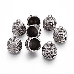 Honeyhandy Tibetan Style Alloy Cord Ends, End Caps, Lead Free & Nickel Free & Cadmium Free, Thai Sterling Silver Plated, 18x15mm, Hole: 3mm, Inner Diameter: 12mm