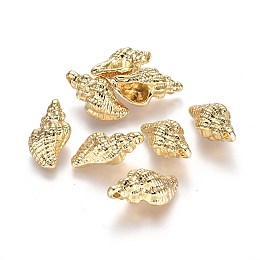 Honeyhandy Tibetan Style Alloy Pendants, Ocean Theme, Lead Free & Nickel Free & Cadmium Free, Conch, Real 14K Gold Plated, 21x12x8mm, Hole: 1.6mm